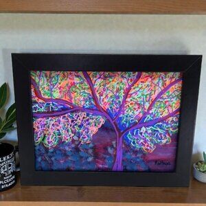 Original Mixed Media Acrylic with Frame by Butterfly Rising Designs